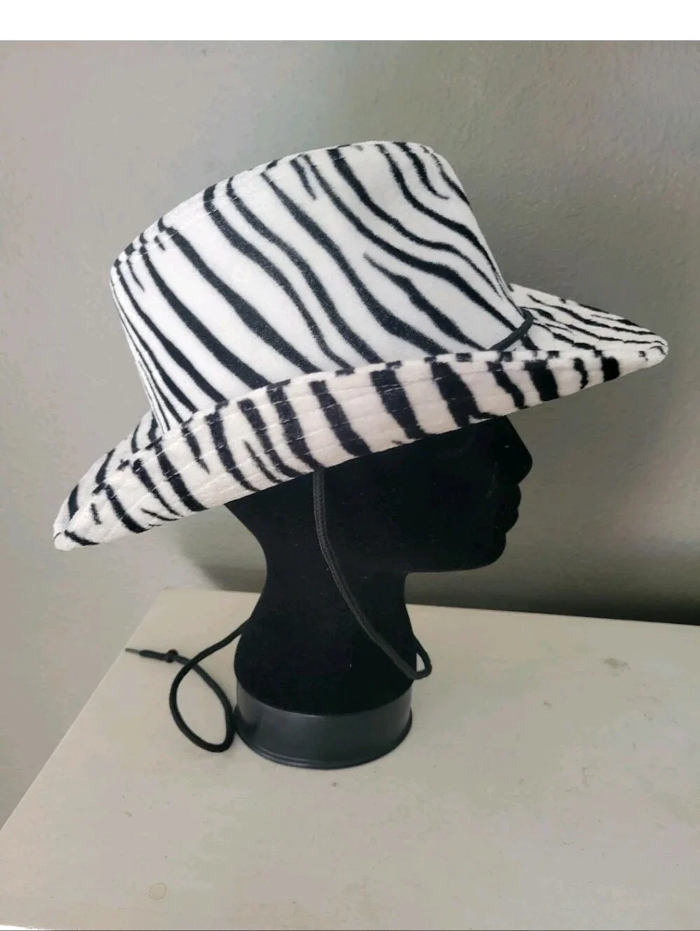 Y2k Zebra Print Western Cowboy Hat Costume Cosplay Womens Black White One Size